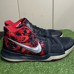 Size 14M- Nike Kyrie 3 "Samurai" Red Black Silver RARE basketball shoes